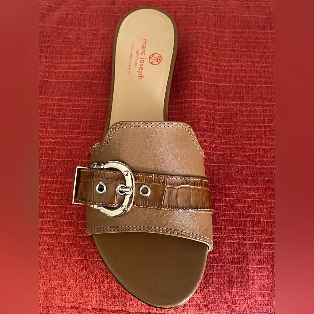 NWT..WOMENS MARC JOSEPH LEATHER SLIDE SANDALS - Picture 7 of 13